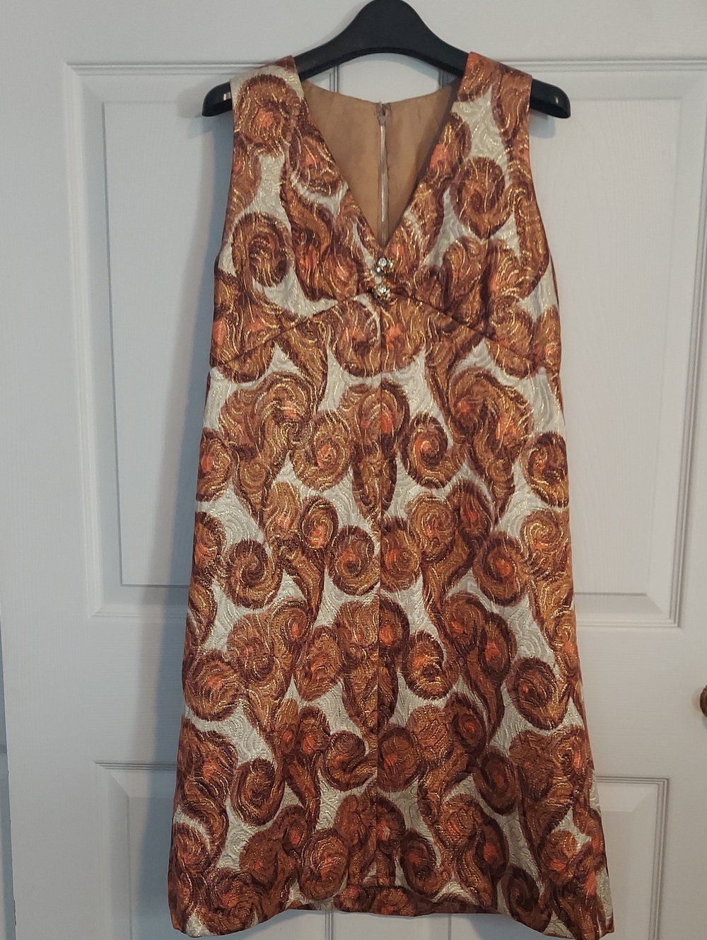 Vintage 60s Metallic Brocade Rhinestone Cocktail Dress Vintage Sz. 12 Modern 4/6